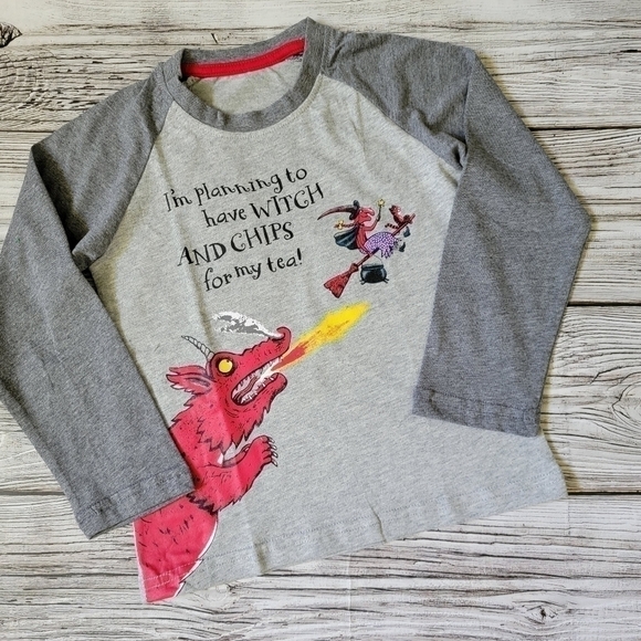 Room On The Broom Long-Sleeve Top Julia Donaldson Halloween Top Boys Girls - Picture 8 of 9